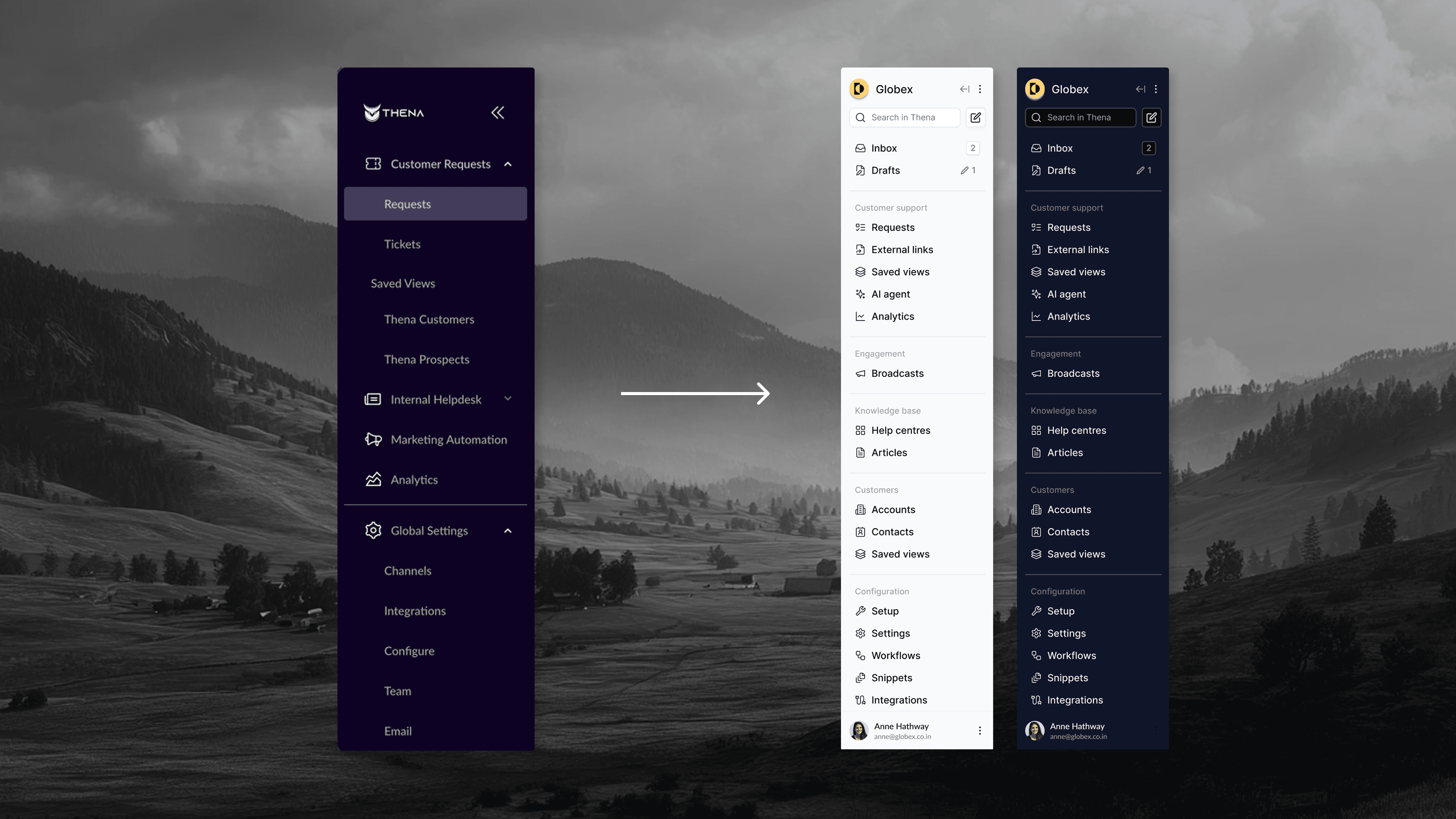 The redesigned navigation: labeled sidebar with clear section headers and collapsible groups
