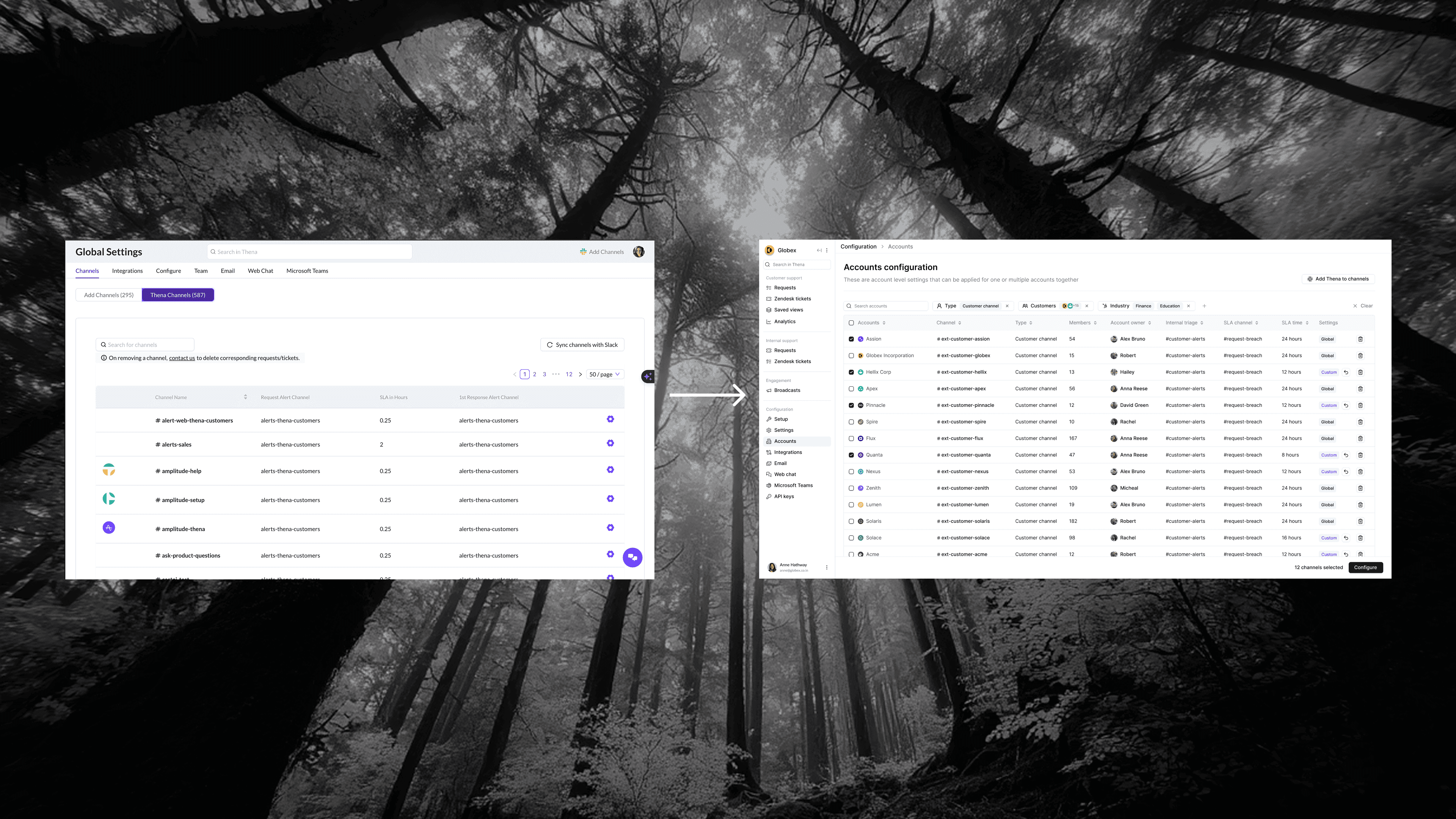 Account configuration with clear sections, visual toggles, and inline help text